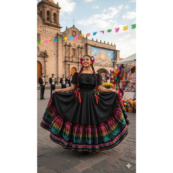 Day of the dead VIRGEN single jalisco skirt only unique - Picture 2 of 4